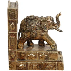 Fermalibri Per Mensole 16x14x10 Cm Feggi Libri Per Mensole In Resina Con Elefanti Ferma Libri Per Libreria Con Finitura Oro -Armonia Decor 19007585 3