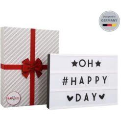 Box LED Luminoso I Luce Decorativa Con Lettere Intercambiabili I Lavagna Luminosa I Illuminazione Da Interno I Luce Bianca I Corpo In Plastica Bianca I Batterie AA I Lampadine LED I 4,5 W I IP20