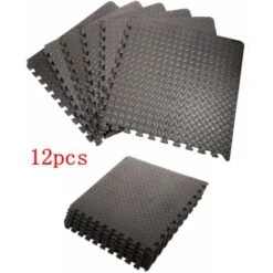 Tappeto Puzzle In EVA Antiscivolo 12 Pcs Per Casa E Palestra, 63x63x1.2 Cm Nero