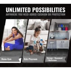 Tappeto Puzzle In EVA Antiscivolo 12 Pcs Per Casa E Palestra, 63x63x1.2 Cm Nero -Armonia Decor 20228819 4