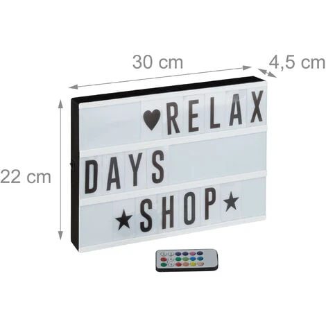 Relaxdays Light Box Cambia Colore, Insegna Luminosa, 85 Lettere & Simboli, 3 Righe, A Batterie, Lampada, Cornice, Bianco 6 Relaxdays Light Box Cambia Colore, Insegna Luminosa, 85 Lettere & Simboli, 3 Righe, A Batterie, Lampada, Cornice, Bianco - immagine 4