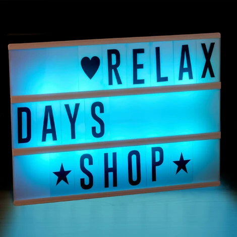 Relaxdays Light Box Cambia Colore, Insegna Luminosa, 85 Lettere & Simboli, 3 Righe, A Batterie, Lampada, Cornice, Bianco 7 Relaxdays Light Box Cambia Colore, Insegna Luminosa, 85 Lettere & Simboli, 3 Righe, A Batterie, Lampada, Cornice, Bianco - immagine 5