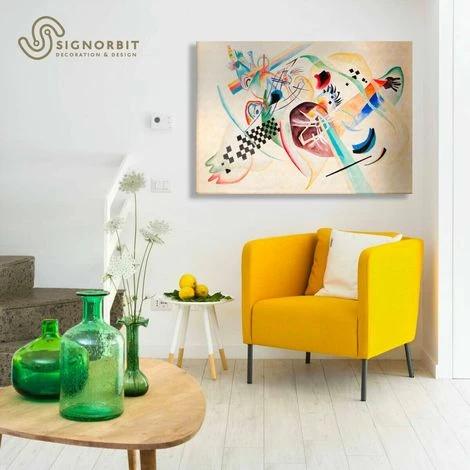 On White - Kandinsky - Quadro Stampa Su Canvas Con Telaio In Legno 50x70 Cm 3 On White - Kandinsky - Quadro Stampa Su Canvas Con Telaio In Legno 50x70 Cm