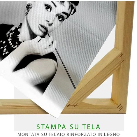 Audrey Hepburn Colazione Da Tiffany - Quadro Canvas Stampata - Con Telaio In Legno 70x50 Cm 6 Audrey Hepburn Colazione Da Tiffany - Quadro Canvas Stampata - Con Telaio In Legno 70x50 Cm - immagine 4