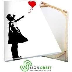 Banksy - Girl With Balloon - Quadro Canvas Su Telaio In Legno 50x70 Cm -Armonia Decor 21609318 3