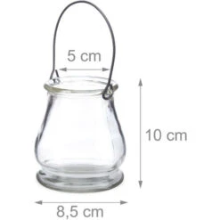 Relaxdays Vasetti Portacandele In Vetro, Set Da 12, Vasi Rotondi Con Manici, Interni Ed Esterni, H: 10 Cm, Trasparente -Armonia Decor 21611576 4