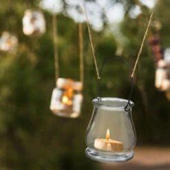 Relaxdays Vasetti Portacandele In Vetro, Set Da 12, Vasi Rotondi Con Manici, Interni Ed Esterni, H: 10 Cm, Trasparente -Armonia Decor 21611576 5