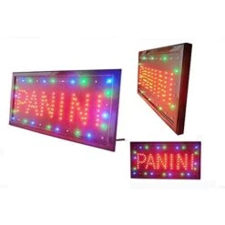 INSEGNA LUMINOSA A LED CON SCRITTA PANINI 48X25 NEGOZI INSEGNE LUMINOSE