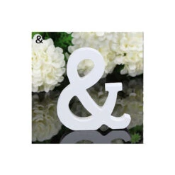 LETTERA & IN LEGNO BIANCO 12CM ALFABETO MATRIMONI COMPLEANNI DECORAZIONI FESTA