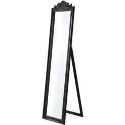 Specchio Da Appoggio / Terra / Pavimento A Figura Intera Forma Rettangolare Con Inclinazione Regolabile 160 X 40 Cm Cornice In Eucalipto Stile Barocco - Nero 8 Specchio Da Appoggio / Terra / Pavimento A Figura Intera Forma Rettangolare Con Inclinazione Regolabile 160 X 40 Cm Cornice In Eucalipto Stile Barocco - Nero -Armonia Decor 23429332 2
