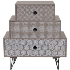 Comodino Con 3 Cassetti Grigio E Marrone VidaXL -Armonia Decor 2343271 4