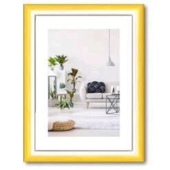 Cornice Foto Stampe RAINBOW Legno Di Pino Doppio Colore GIALLO/BIANCO 18x24 Cm