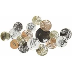 Decorazione Da Parete Cerchi In Metallo Oro E Argento Moderna 50 Cm Osmium