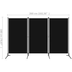 Paravento A 3 Pannelli Nero 260x180 Cm VidaXL 9 Paravento A 3 Pannelli Nero 260x180 Cm VidaXL -Armonia Decor 24068819 3