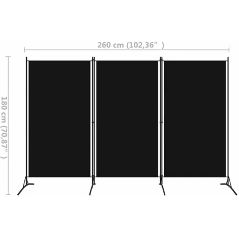 Paravento A 3 Pannelli Nero 260x180 Cm VidaXL 7 Paravento A 3 Pannelli Nero 260x180 Cm VidaXL - immagine 5