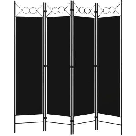 Paravento A 4 Pannelli Nero 160x180 Cm VidaXL 4 Paravento A 4 Pannelli Nero 160x180 Cm VidaXL - immagine 2
