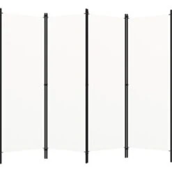 Paravento A 4 Pannelli Bianco Crema 200x180 Cm VidaXL