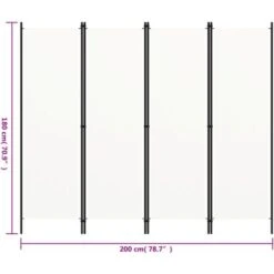 Paravento A 4 Pannelli Bianco Crema 200x180 Cm VidaXL -Armonia Decor 24099210 3