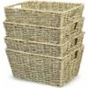 Set Di 4 Cestini In Seagrass Naturale, Cesti Portaoggetti Con Manici, Per Bagno E Cucina