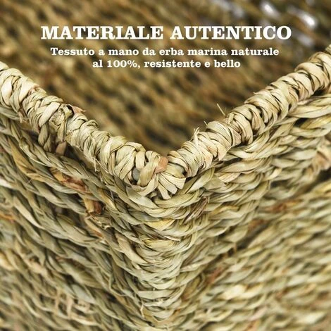 Set Di 4 Cestini In Seagrass Naturale, Cesti Portaoggetti Con Manici, Per Bagno E Cucina 5 Set Di 4 Cestini In Seagrass Naturale, Cesti Portaoggetti Con Manici, Per Bagno E Cucina - immagine 3
