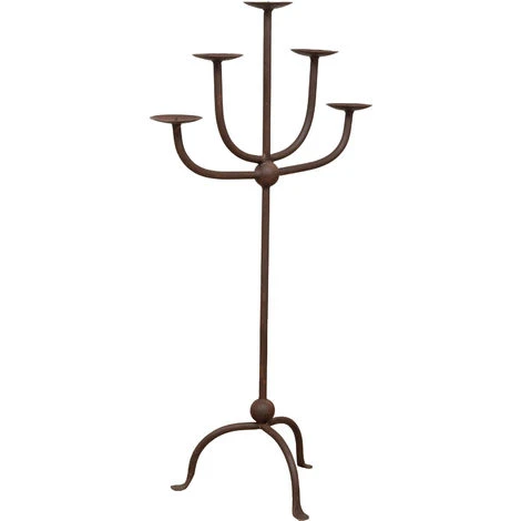 CANDELIERE A PIANTANA IN FERRO BATTUTO LAVORATO A MANO 3 CANDELIERE A PIANTANA IN FERRO BATTUTO LAVORATO A MANO