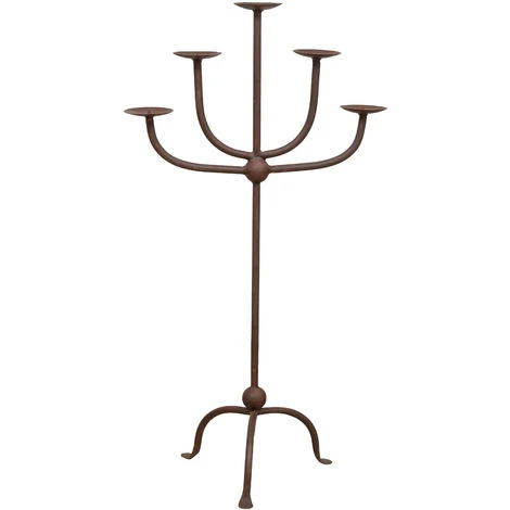 CANDELIERE A PIANTANA IN FERRO BATTUTO LAVORATO A MANO 4 CANDELIERE A PIANTANA IN FERRO BATTUTO LAVORATO A MANO - immagine 2