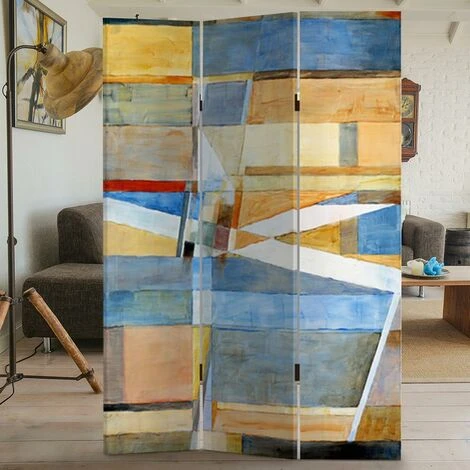 Paravento Separe 3 Pannelli Stampa Fronte Retro Quadro Astratto Divisori 180x120 3 Paravento Separe 3 Pannelli Stampa Fronte Retro Quadro Astratto Divisori 180x120