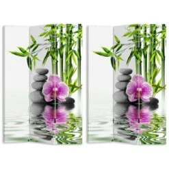 Paravento Separe 3 Pannelli Stampa Fronte Retro Pietre Orchidea ZEN 180x120cm -Armonia Decor 25094079 2