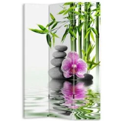 Paravento Separe 3 Pannelli Stampa Fronte Retro Pietre Orchidea ZEN 180x120cm -Armonia Decor 25094079 3