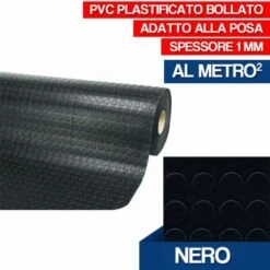 COPRIPAVIMENTO PAVIMENTO BOLLATO RIVESTIMENTO BULLONATO MT1X1 TAPPETO PVC 27720V NERO (27720)
