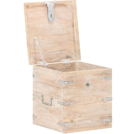 Baule 40x40x40 Cm In Legno Massello Di Acacia VidaXL 4 Baule 40x40x40 Cm In Legno Massello Di Acacia VidaXL - immagine 2