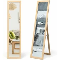 Specchiera Da Terra Autoportante A Figura Intera, Specchio Rettangolare, In Legno (Legno)