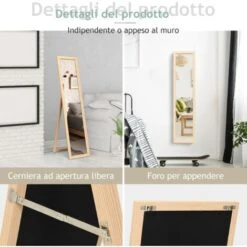 Specchiera Da Terra Autoportante A Figura Intera, Specchio Rettangolare, In Legno (Legno) -Armonia Decor 26841976 4