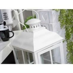 Lanterne Portacandela Moderne Con Base Quadrata In Metallo Color Bianco -Armonia Decor 29544383 2