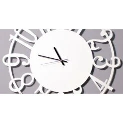 Orologio Numeri Bianco - Decorazione Da Parete, Rotondo - Da Soggiorno, Cucina, Ufficio - Bianco In Metallo, 50 X 0,15 X 50 Cm