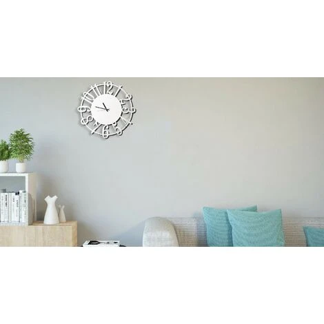 Orologio Numeri Bianco - Decorazione Da Parete, Rotondo - Da Soggiorno, Cucina, Ufficio - Bianco In Metallo, 50 X 0,15 X 50 Cm 4 Orologio Numeri Bianco - Decorazione Da Parete, Rotondo - Da Soggiorno, Cucina, Ufficio - Bianco In Metallo, 50 X 0,15 X 50 Cm - immagine 2