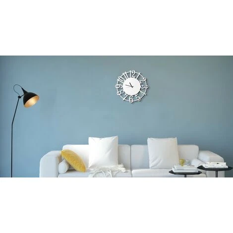 Orologio Numeri Bianco - Decorazione Da Parete, Rotondo - Da Soggiorno, Cucina, Ufficio - Bianco In Metallo, 50 X 0,15 X 50 Cm 5 Orologio Numeri Bianco - Decorazione Da Parete, Rotondo - Da Soggiorno, Cucina, Ufficio - Bianco In Metallo, 50 X 0,15 X 50 Cm - immagine 3