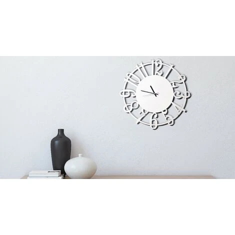 Orologio Numeri Bianco - Decorazione Da Parete, Rotondo - Da Soggiorno, Cucina, Ufficio - Bianco In Metallo, 50 X 0,15 X 50 Cm 7 Orologio Numeri Bianco - Decorazione Da Parete, Rotondo - Da Soggiorno, Cucina, Ufficio - Bianco In Metallo, 50 X 0,15 X 50 Cm - immagine 5