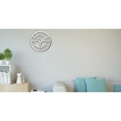 Orologio Vintage Bianco - Decorazione Da Parete, Rotondo - Con Numeri Romani - Da Soggiorno, Cucina, Ufficio - Bianco In Metallo, 50 X 0,16 X 50 Cm 8 Orologio Vintage Bianco - Decorazione Da Parete, Rotondo - Con Numeri Romani - Da Soggiorno, Cucina, Ufficio - Bianco In Metallo, 50 X 0,16 X 50 Cm -Armonia Decor 29552972 2