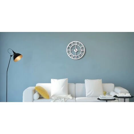 Orologio Vintage Bianco - Decorazione Da Parete, Rotondo - Con Numeri Romani - Da Soggiorno, Cucina, Ufficio - Bianco In Metallo, 50 X 0,16 X 50 Cm 5 Orologio Vintage Bianco - Decorazione Da Parete, Rotondo - Con Numeri Romani - Da Soggiorno, Cucina, Ufficio - Bianco In Metallo, 50 X 0,16 X 50 Cm - immagine 3
