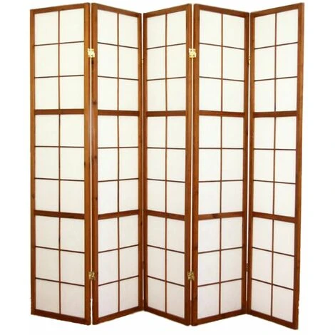 Paravento Giapponese Shoji In Legno Marrone Scuro Di 5 Pannelli 3 Paravento Giapponese Shoji In Legno Marrone Scuro Di 5 Pannelli