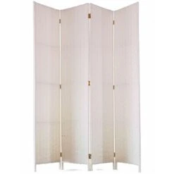 Paravento Di 4 Pannelli In Fibre Naturale Colore Bianco - Dim: A180 X L135 Cm