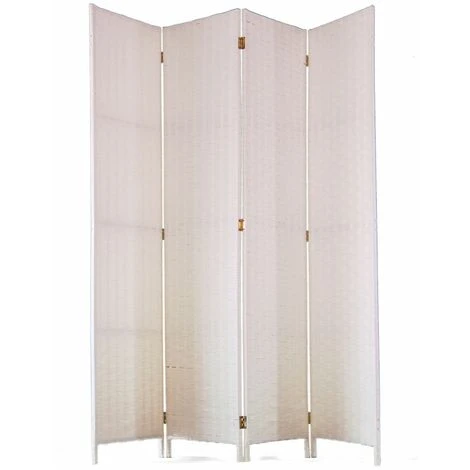 Paravento Di 4 Pannelli In Fibre Naturale Colore Bianco - Dim: A180 X L135 Cm 3 Paravento Di 4 Pannelli In Fibre Naturale Colore Bianco - Dim: A180 X L135 Cm