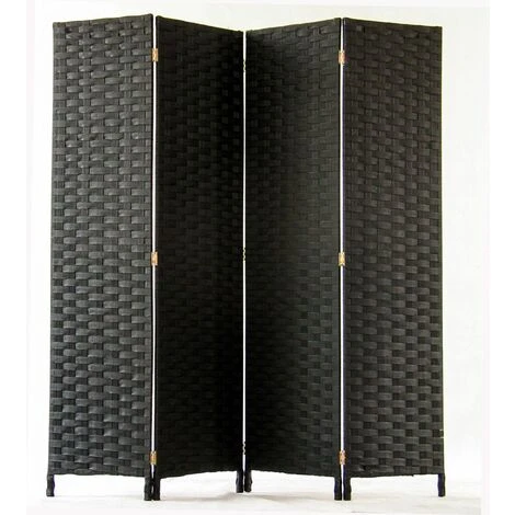 Paravento Di 4 Pannelli In Fibre Sintetiche, Tinta Nera - Dim: A170 X L160 Cm 3 Paravento Di 4 Pannelli In Fibre Sintetiche, Tinta Nera - Dim: A170 X L160 Cm