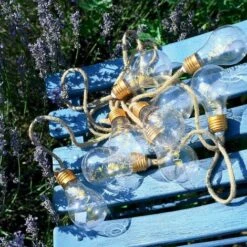 Ghirlanda Festiva Di 10 Lampadine Su Corda Di Canapa Alimentata A Batteria