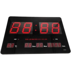 Orologio Digitale Led Parete Nero Display Data Temperatura Ora Giorno JH4632L