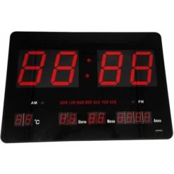 Orologio Digitale Led Parete Nero Display Data Temperatura Ora Giorno JH4632L -Armonia Decor 30415632 3