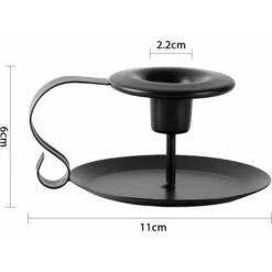 Portacandele 2 Pezzi, Portacandele Vintage In Ferro Battuto Con Manico E Vassoio, Candelabri Retrò, Decorazione Da Tavola Per San Valentino, Natale, Halloween, Cerimonia Di Matrimonio, Compleanno, Ner -Armonia Decor 30853158 3