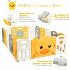 Box Recinto Per Bambini Da Giocare, Pieghevole Con 16 Pannelli, Con Porta E Giochi Multipli (160 X 207 X 67 Cm) 9 Box Recinto Per Bambini Da Giocare, Pieghevole Con 16 Pannelli, Con Porta E Giochi Multipli (160 X 207 X 67 Cm) -Armonia Decor 31529692 3