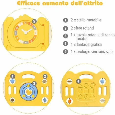 Box Recinto Per Bambini Da Giocare, Pieghevole Con 16 Pannelli, Con Porta E Giochi Multipli (160 X 207 X 67 Cm) 6 Box Recinto Per Bambini Da Giocare, Pieghevole Con 16 Pannelli, Con Porta E Giochi Multipli (160 X 207 X 67 Cm) - immagine 4